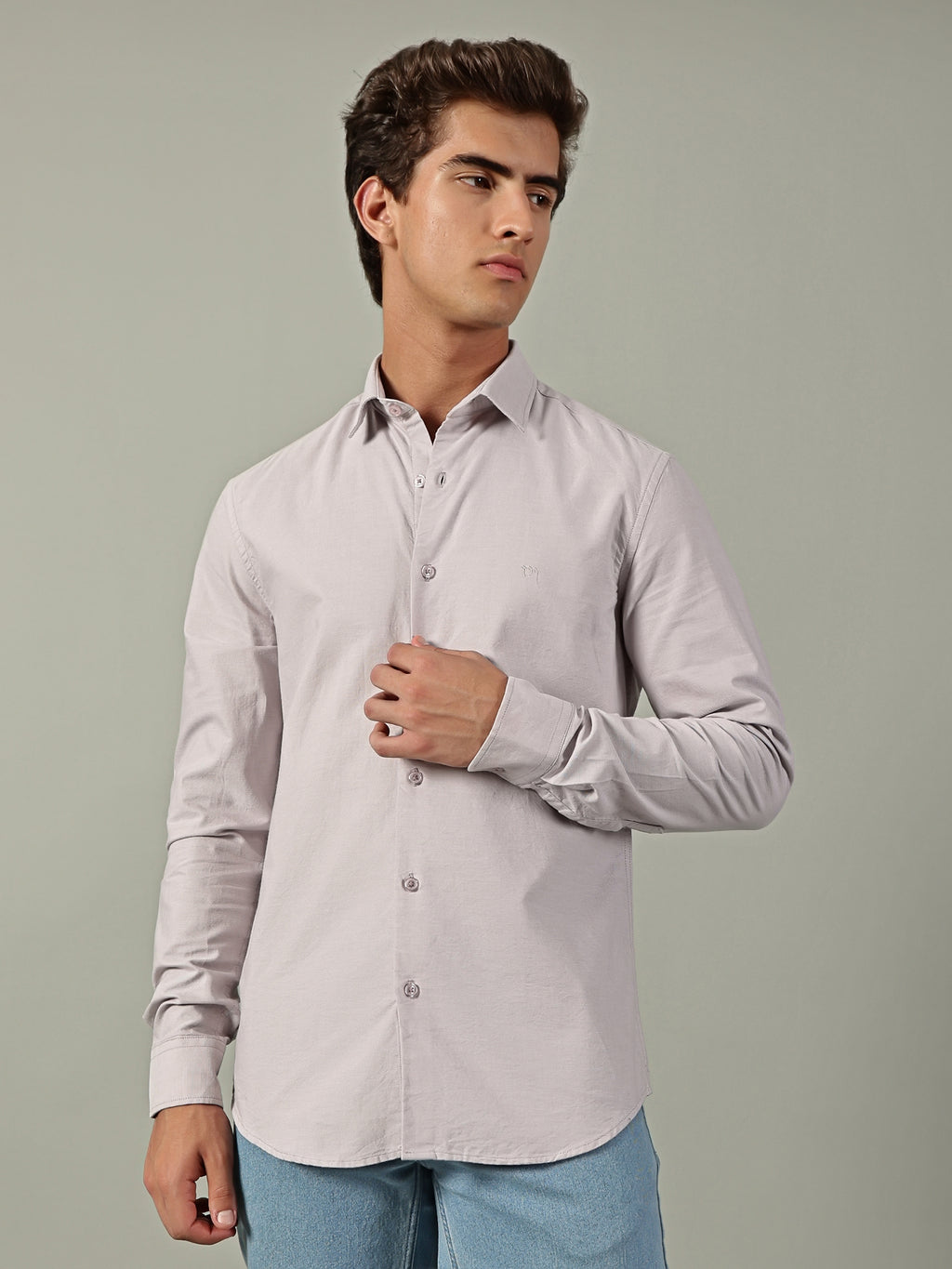 Grey Oxford Plain Shirt