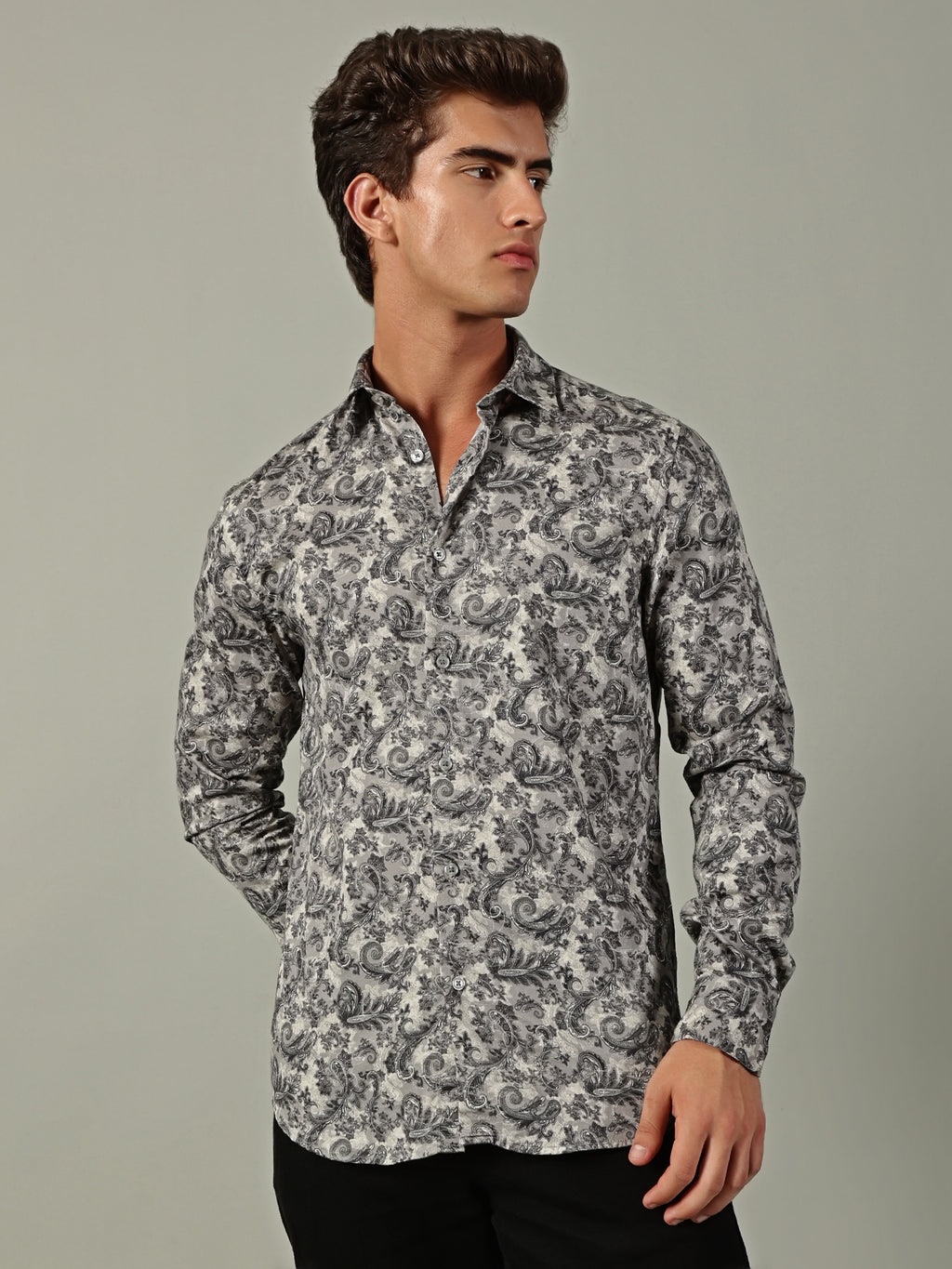 Ash Grey Printed Shirt