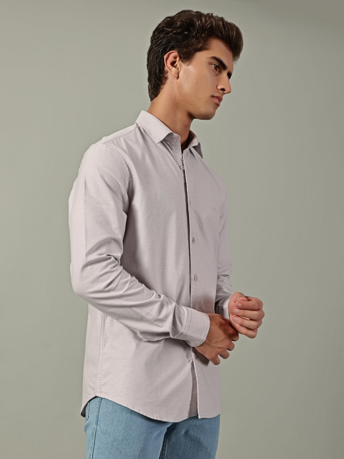 Grey Oxford Plain Shirt