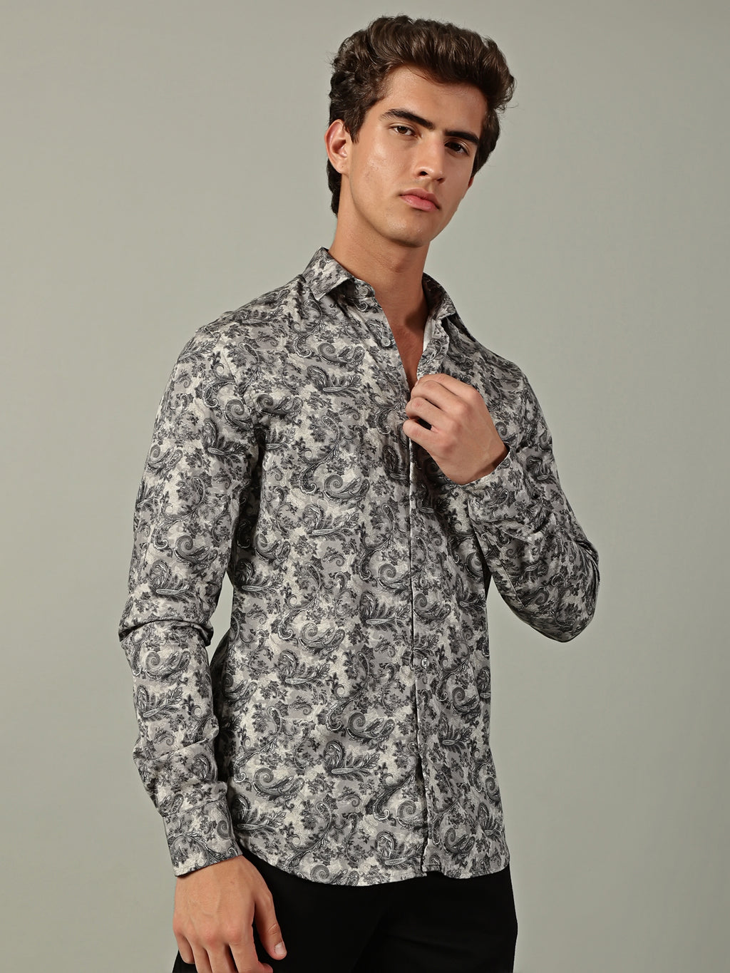 Ash Grey Printed Shirt