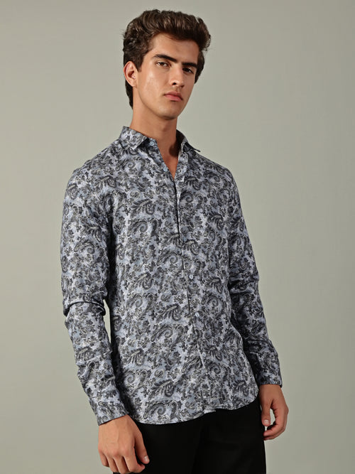 Blue Printed Shirt