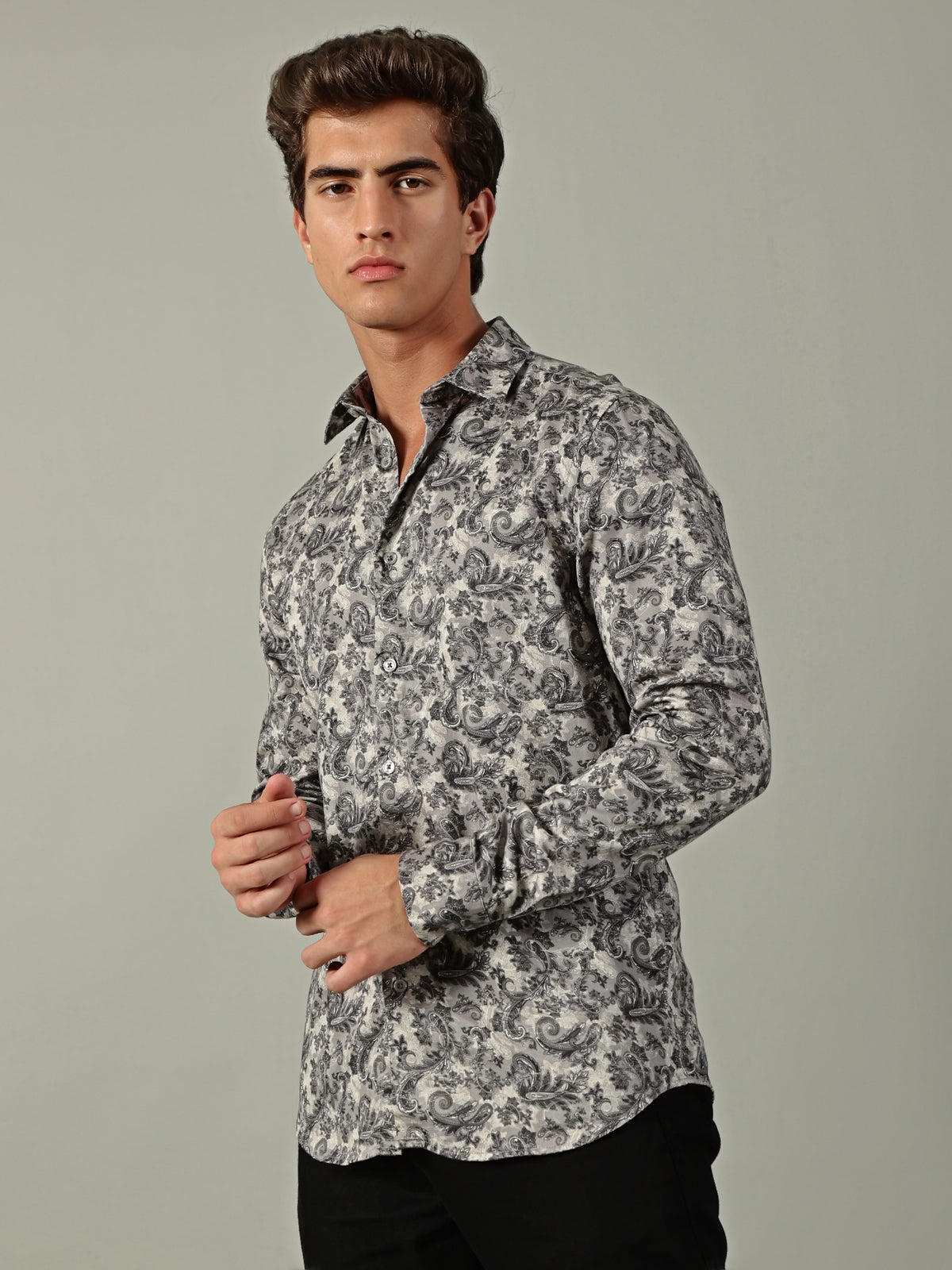Ash Grey Printed Shirt