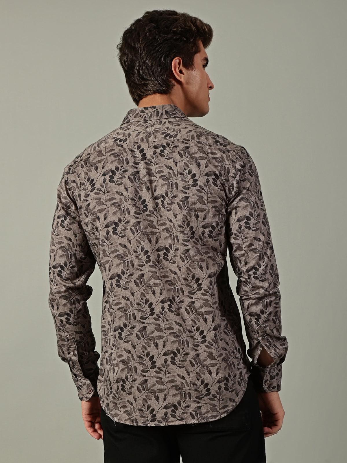 Brown Leaf Printed Shirt
