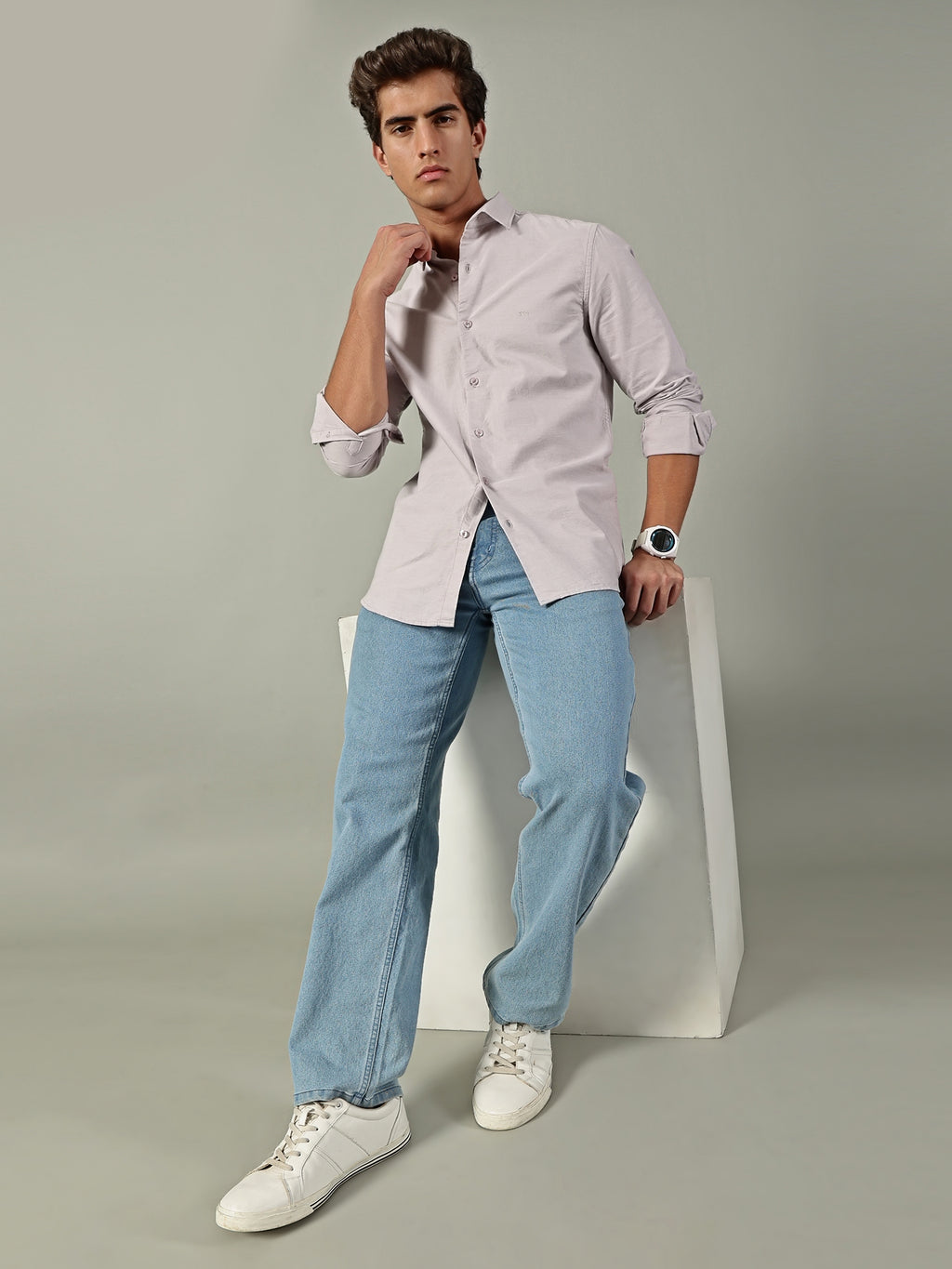 Grey Oxford Plain Shirt
