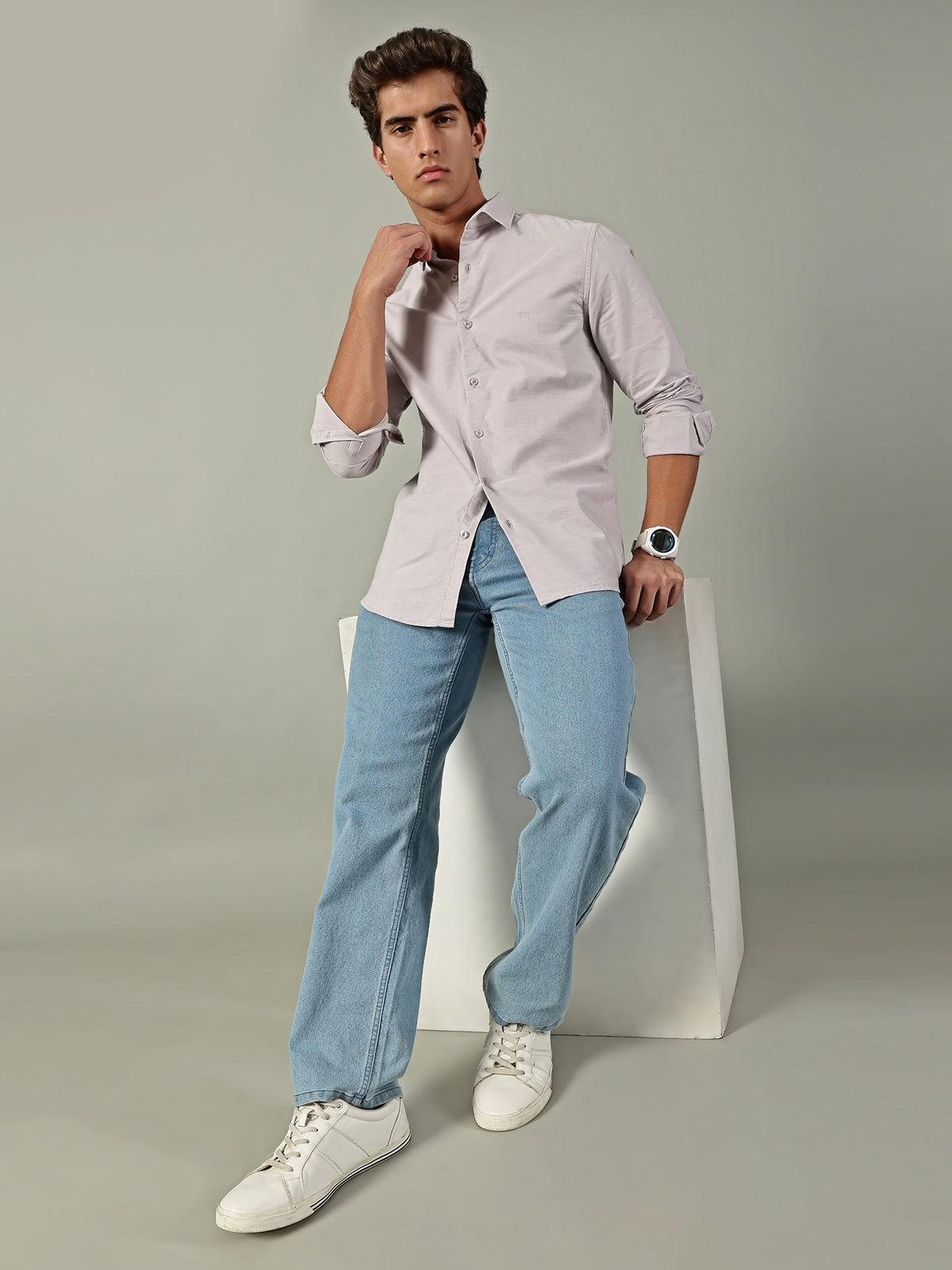 Grey Oxford Plain Shirt