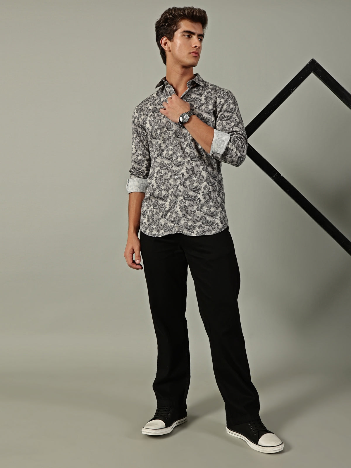 Ash Grey Printed Shirt