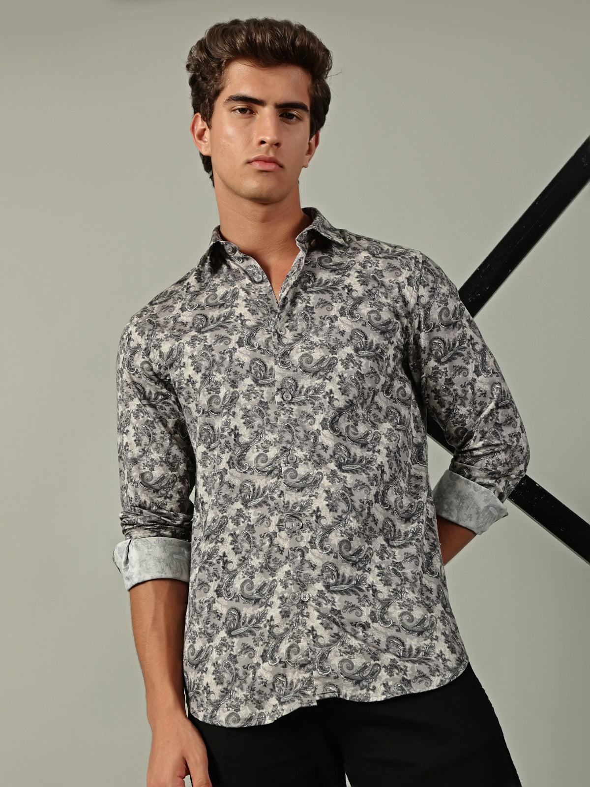 Ash Grey Printed Shirt