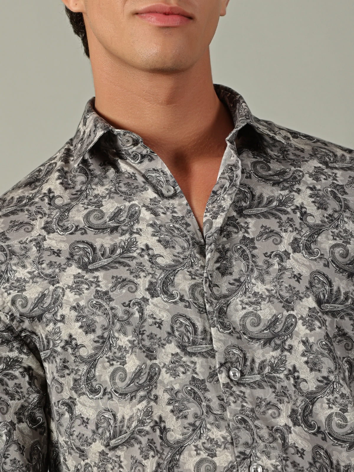 Ash Grey Printed Shirt