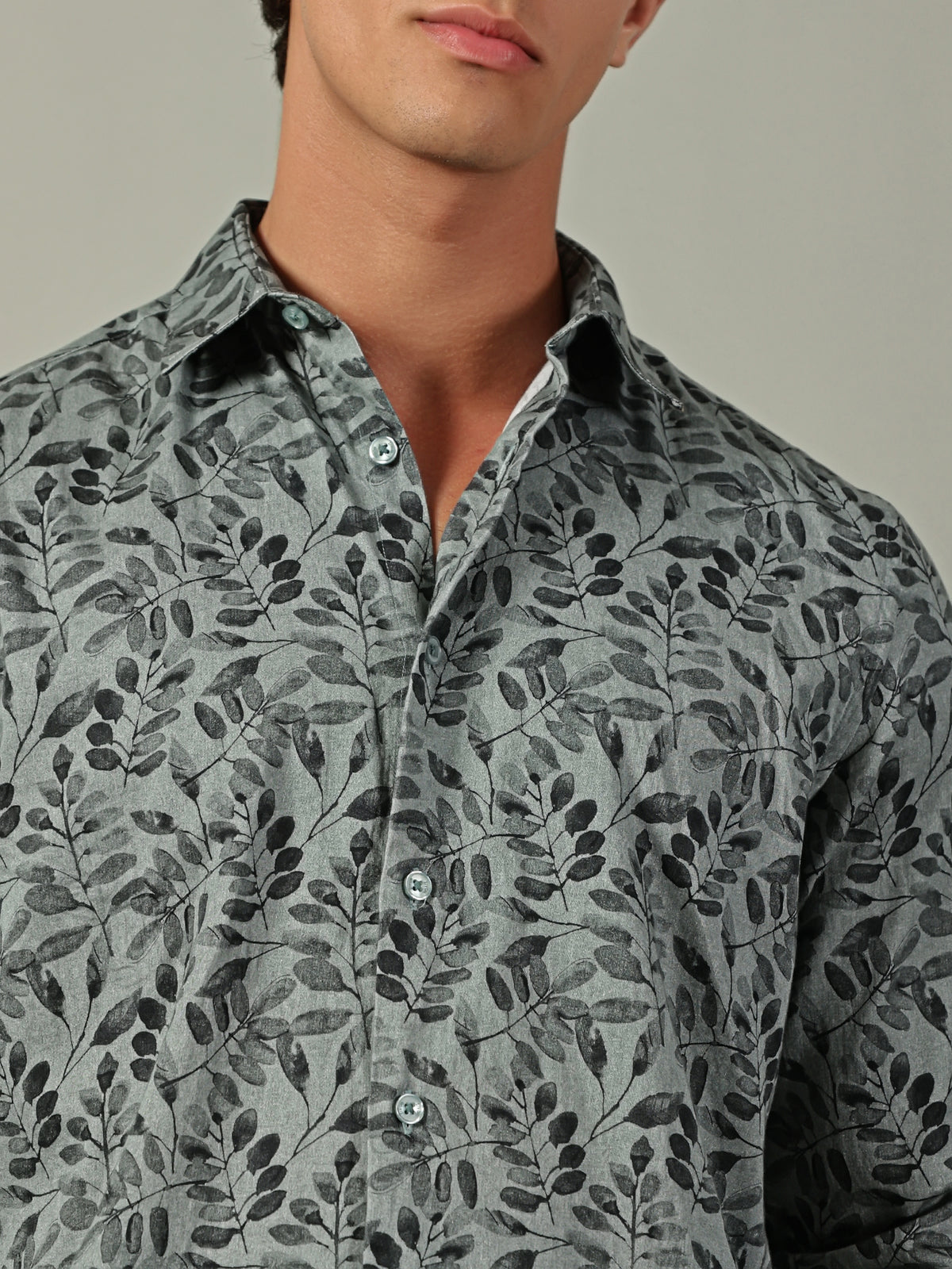 Green Leaf Printed Shirt