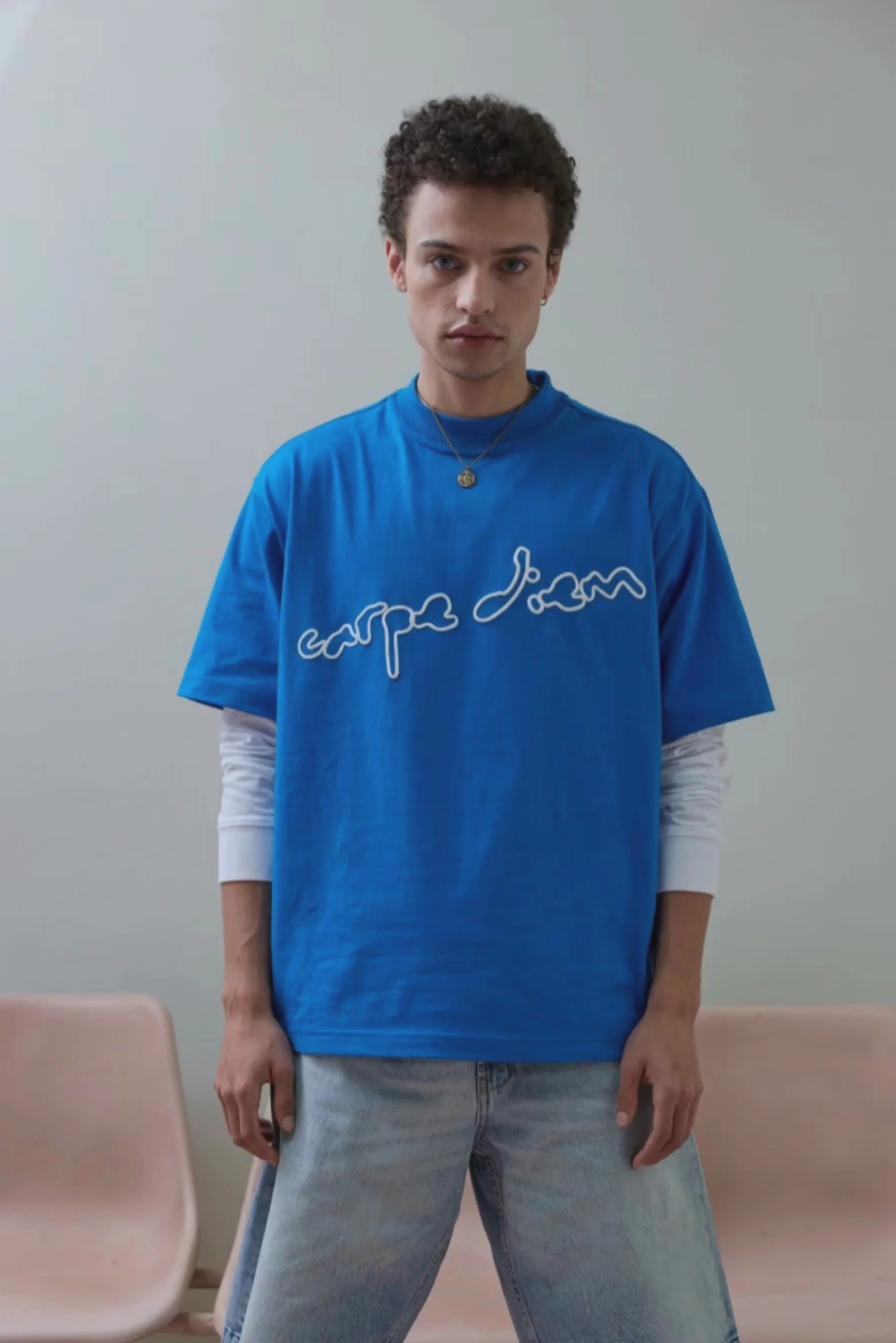 BLUE -  PRINTED STATEMENT TEE